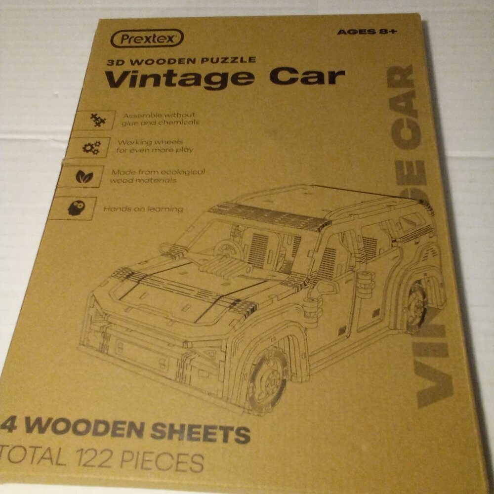 3D Wooden Puzzle Vintage Car Pretex Ages 8+ 122 Pieces Educational Hands On